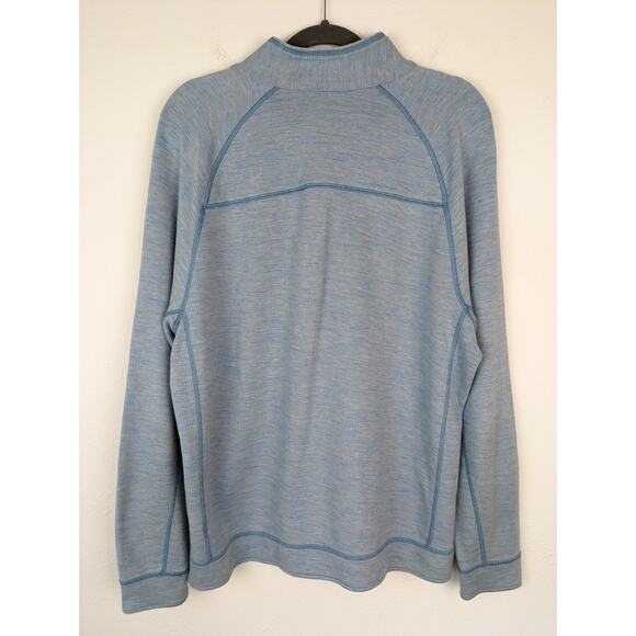 Tommy Bahama Sweater Reversible Quarter Zip Cotton Lyocell Outdoor Blue Size L - Picture 5 of 9